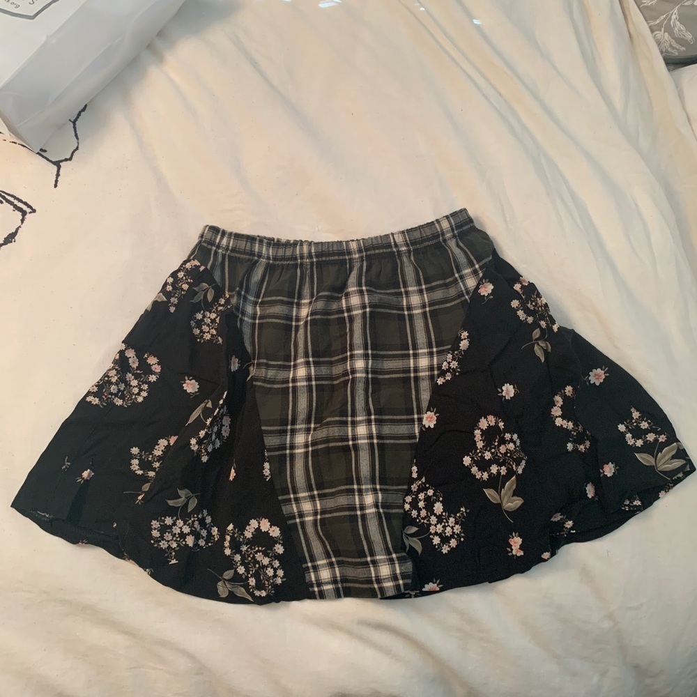 LF plaid floral skirt